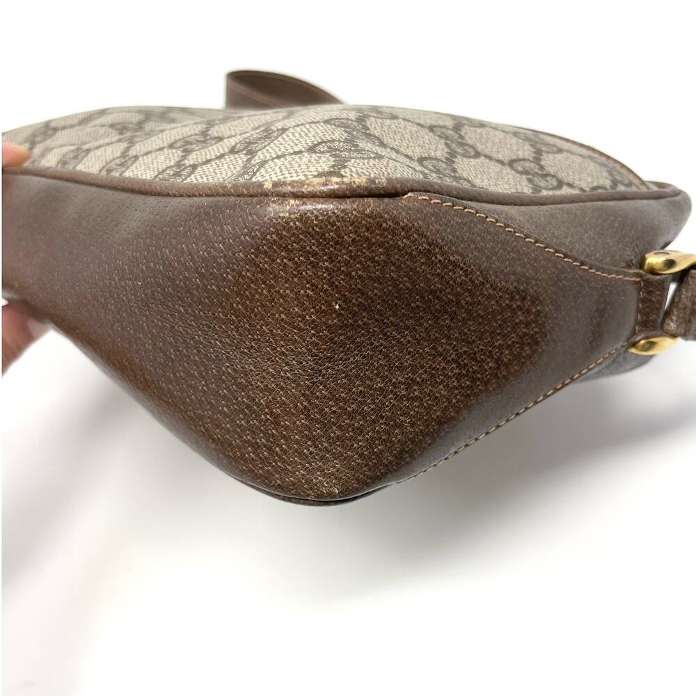 Gucci Vintage GG Monogram Logo PVC Leather Shoulder Bag Beige Brown - Picture 9 of 16
